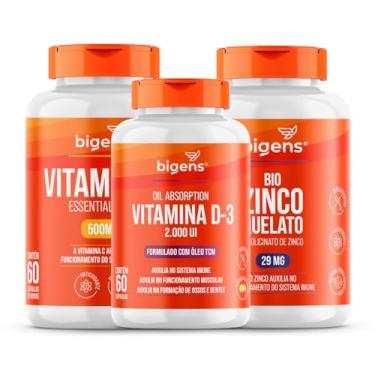 Imagem de Kit Pro Imunidade, Vitamina C 500mg + D3 2000 UI + Zinco 29mg, 60 cápsulas, Biogens