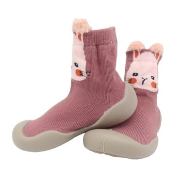 Imagem de icosylify Sapatos de bebê meninos meninas primeiro caminhada antiderrapante sola macia tênis infantil meias chinelos, rosa, 21