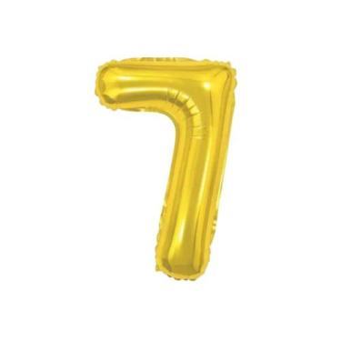 Imagem de Bexiga Balão Metalizado 16 Polegadas 40cm Dourado Número 7 - Warna