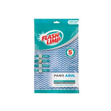 Imagem de Pano Multiuso Azul com 5 Unds - FLASH LIMP, U