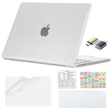 Imagem de COATIT Capa para MacBook Air de 13,5 polegadas M4 A3240 M3 M2 A3113 A2681 2022 2024 2025, para MacBook Air 13 polegadas, capa com glitter, capa de teclado, protetor de tela, adesivos e adaptador Mac
