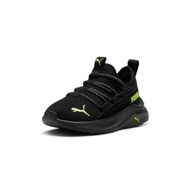 Imagem de PUMA Tênis infantil unissex Softride One4all sem cadarço, Puma Preto-limão Pow-cool cinza escuro, 17