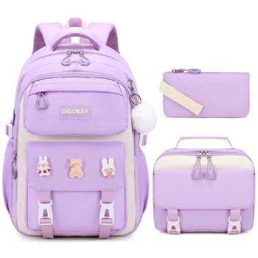 Imagem de Conjunto de Mochila Escolar DIGOBAY para Meninas - com Lancheira e Est