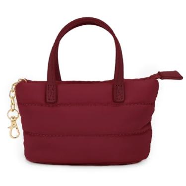 Imagem de YFGBCX Mini bolsa de maquiagem bolsa de cosméticos inchada bolsa de chaveiro para mini kit de maquiagem, bolsa de batom fofa para moedas, Vermelho