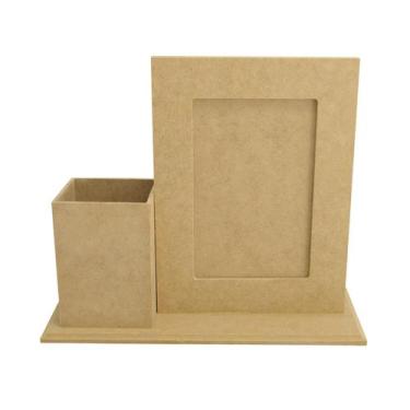 Imagem de Porta Retrato Liso 10x15cm Com Porta Lápis Router Mdf Madeira - Atacad