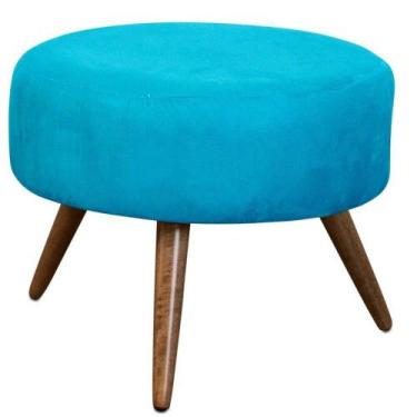 Imagem de Puff Banqueta Redondo Classic Suede Azul Turquesa - SA Móveis - Estopa