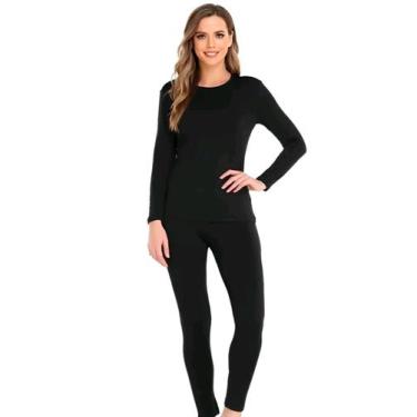 Imagem de Conjunto termico segunda pele feminina flanelado - Extreme dark , Pret