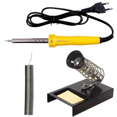 Imagem de Kit Ferro de Solda 40W, Com Estanho, Suporte Profissional, 220V, BOMVINK, BOM-9517