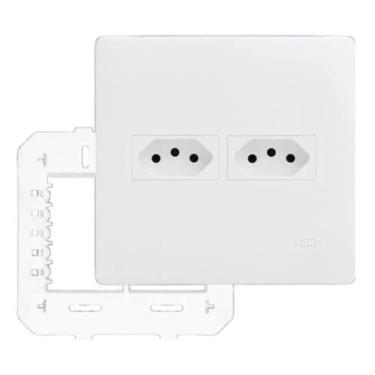 Imagem de Conjunto Tomada Dupla 10A com Suporte 4x4 Habitat Branco - Fame