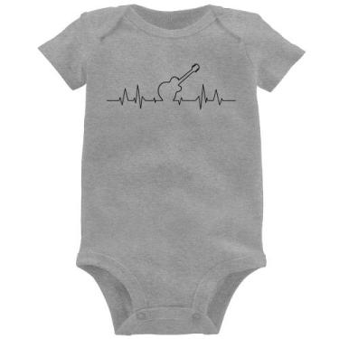 Imagem de Body Bebê Violão Batimentos Cardíacos - Foca na Moda, Cinza, GG