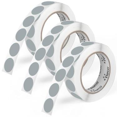 Imagem de Perco Etiquetas adesivas redondas cinza de 2,5 cm - Pacote com vários rolos (3 rolos, 1.000 etiquetas cada) - Adesivo permanente, cores vibrantes, fixação forte - perfurado para uso fácil - Feito nos