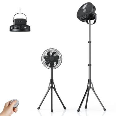 Imagem de LEMOISTAR Ventilador portátil de 25,4 cm 20000 mAh recarregável, ventilador pesestal oscilante automático com controle remoto, 4 sementes, silencioso, ventilador de tripé flexível sem fio para viagem,