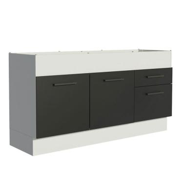 Imagem de Balcão De Pia 150 Cm 2 Portas E 2 Gavetas Branco/Preto