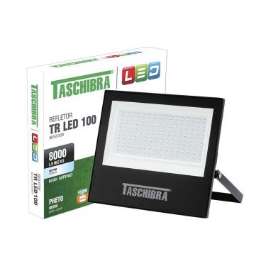 Imagem de Refletor Taschibra Led Tr Slim 100W Luz Branco Fria 6500K Preto Bivolt