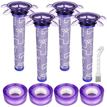 Imagem de Unikstone V7 V8 Novo kit de substituição de filtro para aspiradores sem fio Dyson V7 V8 Slim Animal Absolute Motorhead SV10 SV11 SV25 SV37, pré-filtros 4 estrelas e 4 pós-filtros HEPA, número de peça