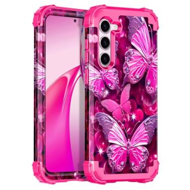 Imagem de Miqala Compatível com Galaxy S23 5G, brilha no escuro, três camadas, proteção resistente à prova de choque, amortecedor de plástico rígido + capa protetora de silicone macio para Samsung Galaxy S23,