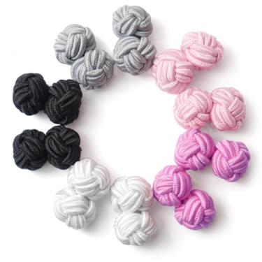 Imagem de Abotoaduras de tecido de seda HONEY BEAR, conjunto de 5 pares para presente de camiseta masculina