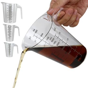 Imagem de EIKS Copos medidores de plástico para assar, cozinhar, fazer você mesmo e uso comercial – Ferramentas duráveis de cozinha e artesanato com bico em forma de V, balanças duplas de oz/ml, derramamento