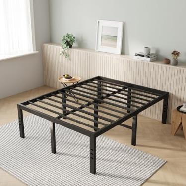 Imagem de Novilla Estrutura de cama tamanho casal, plataforma de metal simples de 45 cm, estrutura de cama de casal com armazenamento embaixo da cama, sem necessidade de mola box, suporte de ripas de aço