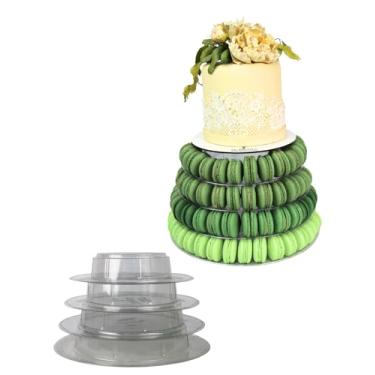 Imagem de Tabuleiro Torre 4 Pisos Suporte para Bolo Macarons e Doces Finos Elegante Médio Base Centro de mesa Festa Casamento
