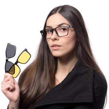 Imagem de Óculos Feminino Quadrado armação de óculos Clipon 3 Em 1 - Zoe Frames