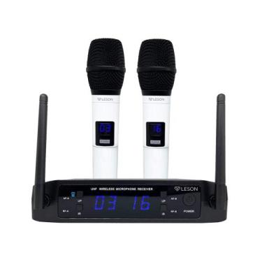Imagem de Microfone LS916 Base Branco Receptor com Display LCD Leson - 2AMLS916B
