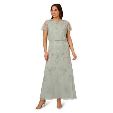 Imagem de Adrianna Papell Vestido longo feminino com miçangas, Pó aquático, 25 Plus Size