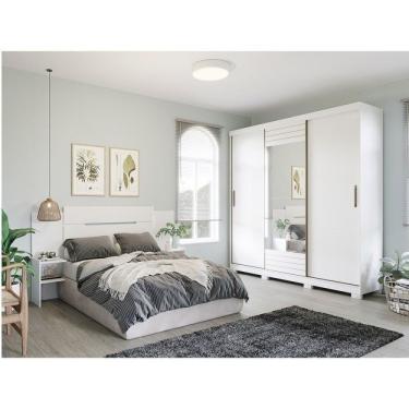 Imagem de Quarto Casal 1 Guarda Roupa Buzios 1 Cabeceira Mila Branco