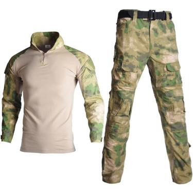 Imagem de Camuflagem tática Roupas uniformes militares Termo de ventos do exército Airsoft Camisa de combate + calça de carga, ruínas verde, l