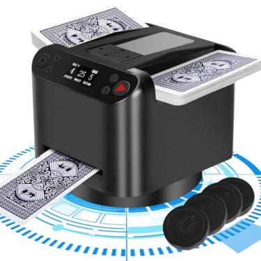 Imagem de Automatic Card Shuffler and Dealer,360°Rotating 2 Decks Card Dealer with Wireless Remote,Works with UNO, Ultra Quiet, Rechargeable, Taco Cat Goat Cheese Pizza, Five Crowns, Monopoly Deal,etc.