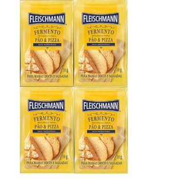 Imagem de Kit 4 Fermento Biológico Pão e Pizza Seco Fleischmann 10g