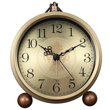 Imagem de Relógio Despertador de Mesa, Vintage Retrô, Bronze, Metalizado