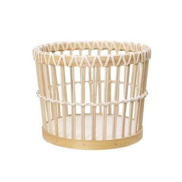 Imagem de Cesto de lavanderia vazado de vime, cesta de armazenamento tecida à mão, moderno, simples, organizador de cesto de roupa suja para frutas, flor, brinquedo, cesto de lavagem