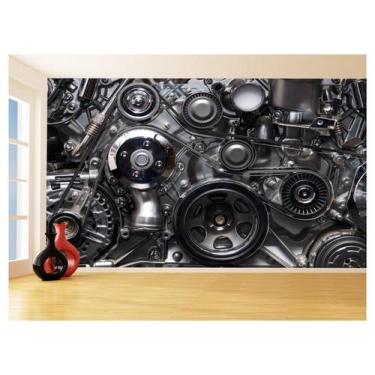Imagem de Papel De Parede 3D Carro Antigo Motor V8 Mural 3,5M Cxr78 - Você Decor