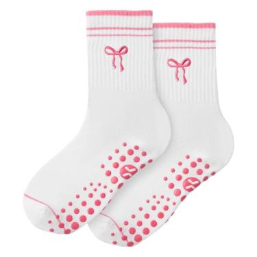 Imagem de COOLMATE Meias de Pilates bordadas para mulheres, lindas meias aderentes para ioga, meias antiderrapantes para pilates, ideia de presente, Fita, 6-10
