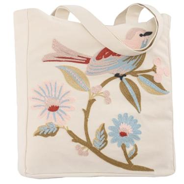 Imagem de Perseverance Trade Bolsa de ombro feminina de lona bordada estética com fivela magnética e zíper bolso interno reutilizável para compras na praia, trabalho, livro, academia, presente