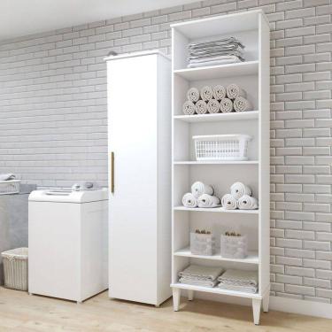 Imagem de Lavanderia Completa Campinas 1 Porta 9 Prateleiras Branco - Kaki Móveis