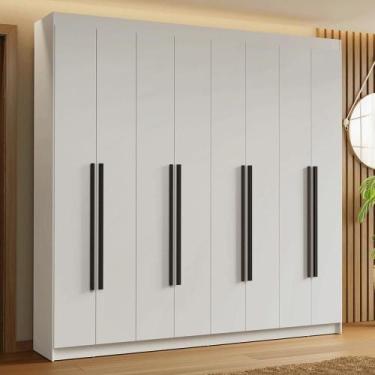 Imagem de Guarda-Roupa Casal 8 Portas Batentes Branco/Branco/Preto Saturno Mades