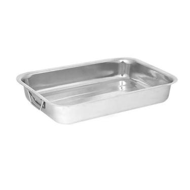 Imagem de Bandeja (Forma) Retangular de Inox com Alça 40x30x7cm - MONALIZA IMPOR