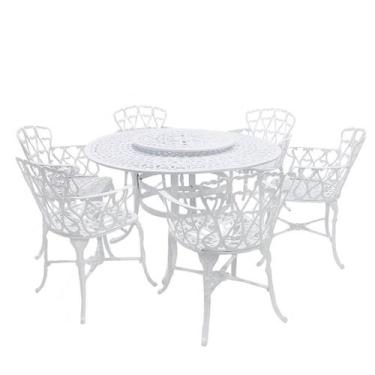 Imagem de Conjunto de Mesa Giratória de Jardim com Cadeiras de Alumínio Fundido 
