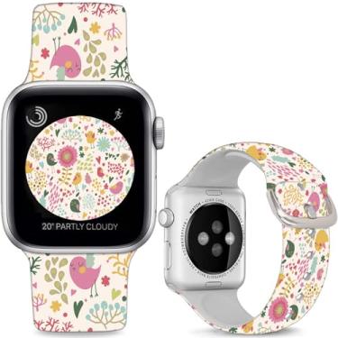 Imagem de Sjiangqiao Pulseiras de relógio de silicone macio compatíveis com Apple Watch SE séries 10, 9, 8, 7, 6, 5, 4, 3, 2 e 1 de 49 mm, 46 mm, 44 mm e 42 mm (série 3 2 1), para mulheres e homens.