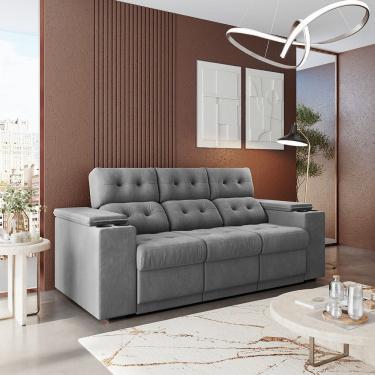 Imagem de Sofá 3 Lugares Retrátil 210cm Suede Frankfurt Flash Estofados