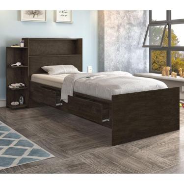 Imagem de Cama Solteiro Baú 2 Gavetas Isa Cambel Móveis Chocolate
