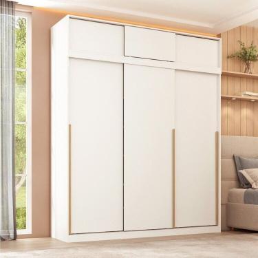 Imagem de Guarda-roupa Modular 2 Peças 6 Portas de Correr Jade Cabecasa Madeiramadeira Branco Fosco