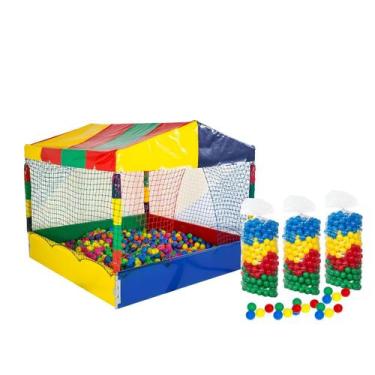 Imagem de Piscina de Bolinhas Quadrada 1,50m Nacional + 1500 Bolinhas Coloridas 
