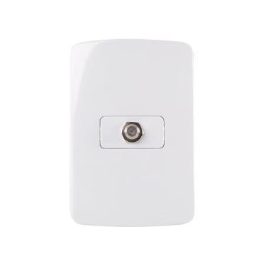 Imagem de Tomada Antena de TV MarGirius B3 para Cabo Coaxial com Placa 4x2 Branca