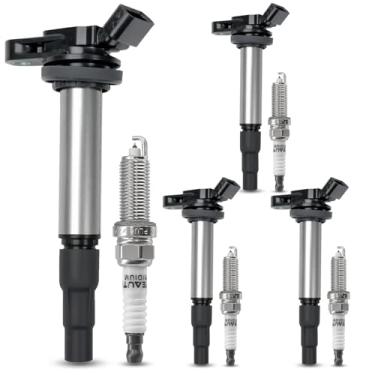 Imagem de OYEAUTO Pacote de bobina de ignição uf596 uf619 9091902258 e velas de ignição de irídio 93501 conjunto de 4 adequados para toyota corolla 2009-2019, prius 2010-2015, prius v 2012-2017, c-hr 2018-202