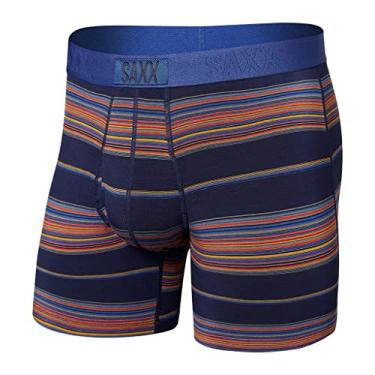 Imagem de SAXX Underwear Co. Roupa íntima masculina com bolsa ultra macia boxer braguilha, Horizon Stripe- azul-marinho, M