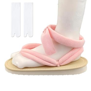 Imagem de Tokisaki Sandália feminina Mitsuri cosplay tamancos Geta sandália chinelo de madeira adereço Oshitari meias Halloween, rosa, 11-12 Women/10-11 Men