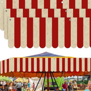 Imagem de Tingjoo 12 peças de decoração de toldo de tenda de circo de carnaval decorações de festa tema circo de carnaval decoração de festa sinal de suporte de concessão banner pendurado vermelho assustador